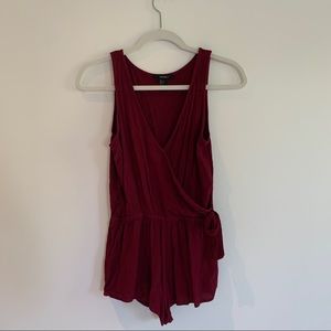 Forever 21 wrap romper (s, color wine red)